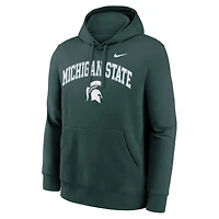 Men's Nike Green Michigan State Spartans Club Fleece Arch Pullover Hoodie
