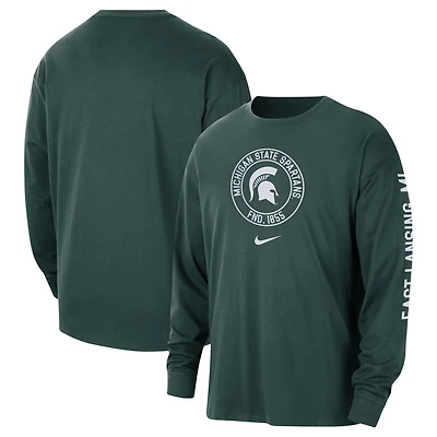 T-shirt à manches longues Nike Michigan State Spartans Heritage Max90 pour homme, vert