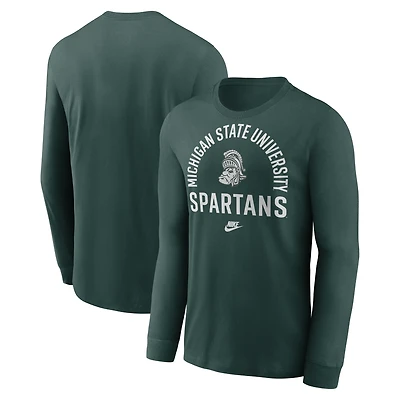Men's Nike Green Michigan State Spartans Legacy Arched Logo Long Sleeve T-Shirt
