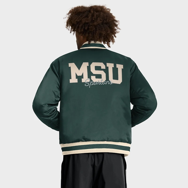 Men's Nike Green Michigan State Spartans Legacy Full-Snap Bomber Jacket