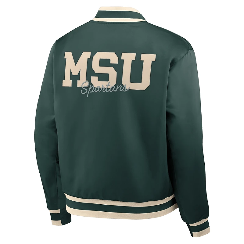 Men's Nike Green Michigan State Spartans Legacy Full-Snap Bomber Jacket