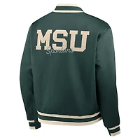 Men's Nike Green Michigan State Spartans Legacy Full-Snap Bomber Jacket