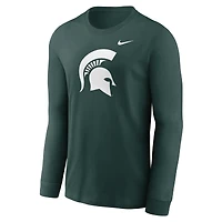 T-shirt à manches longues avec logo principal Nike Michigan State Spartans pour homme, vert