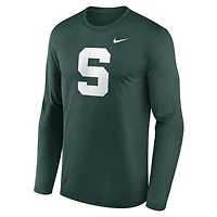 T-shirt Nike vert à manches longues pour homme, Michigan State Spartans Primetime Alternate Logo Legend Performance
