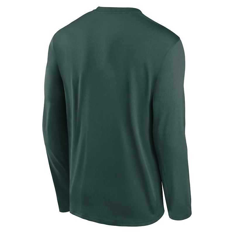 T-shirt Nike à manches longues pour homme, gris chiné, Michigan State Spartans Primetime Alternate Logo Legend Performance