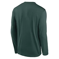 T-shirt Nike à manches longues pour homme, gris chiné, Michigan State Spartans Primetime Alternate Logo Legend Performance