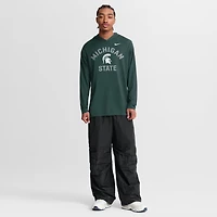 T-shirt à capuche manches longues Nike vert Michigan State Spartans Primetime Arch Tri-Blend Dri-FIT pour homme