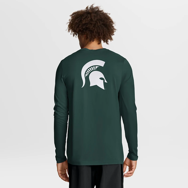 T-shirt à manches longues Nike Michigan State Spartans Primetime Campus 2-Hit Legend Dri-FIT vert pour homme