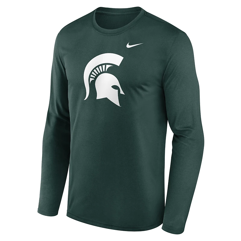 Men's Nike Heather Gray Michigan State Spartans Primetime Primary Legend Long Sleeve T-Shirt