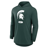 T-shirt à capuche manches longues Nike vert Michigan State Spartans Primetime Tri-Blend Dri-FIT pour homme