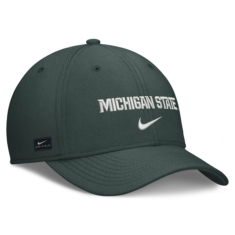 Casquette Nike verte Michigan State Spartans Rise On-Field SwooshFlex Dri-FIT Flex pour homme