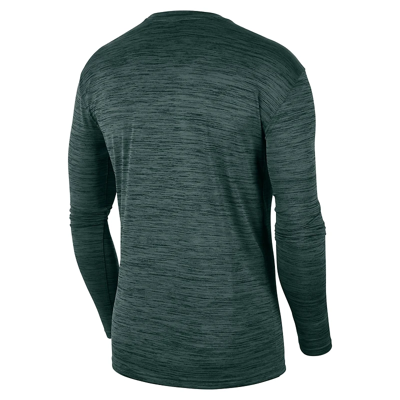 T-shirt à manches longues Nike Michigan State Spartans Sideline Game Day Velocity Performance vert pour homme