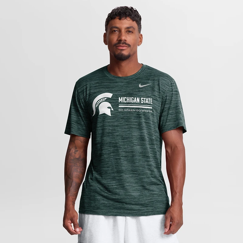 T-shirt Nike vert Michigan State Spartans Sideline Velocity Dri-FIT pour homme