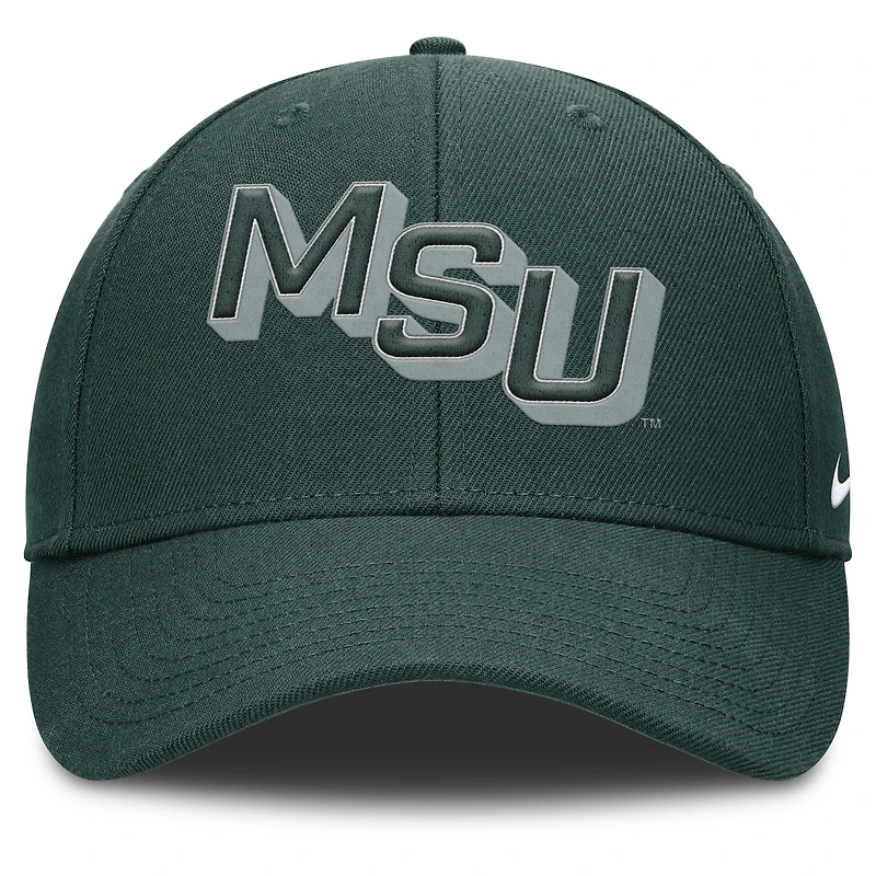 Casquette ajustable Nike verte Michigan State Spartans Slanted Primetime Rise Performance pour homme