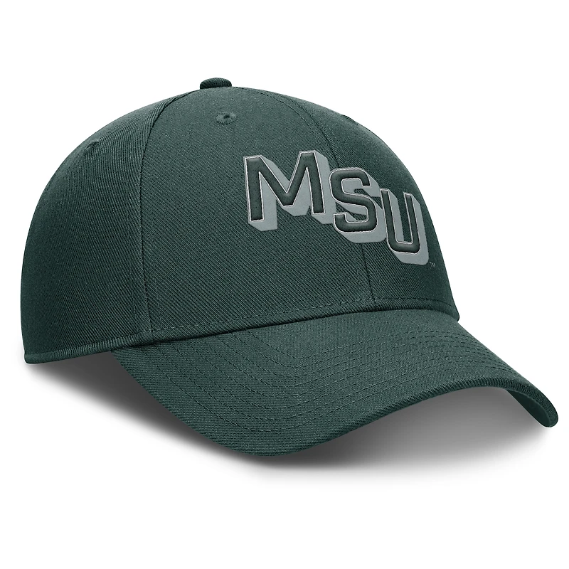 Men's Nike Green Michigan State Spartans Slanted Primetime Rise Performance Adjustable Hat