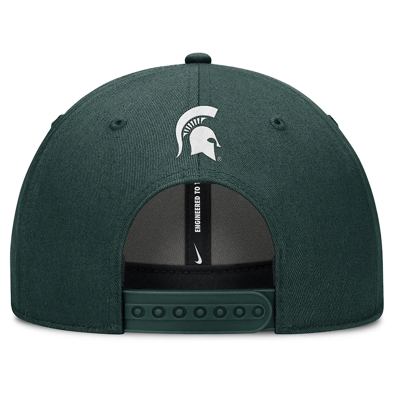 Men's Nike Green Michigan State Spartans Slanted Primetime Rise Performance Adjustable Hat