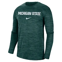 T-shirt à manches longues Nike Michigan State Spartans Team Velocity Performance pour homme, vert