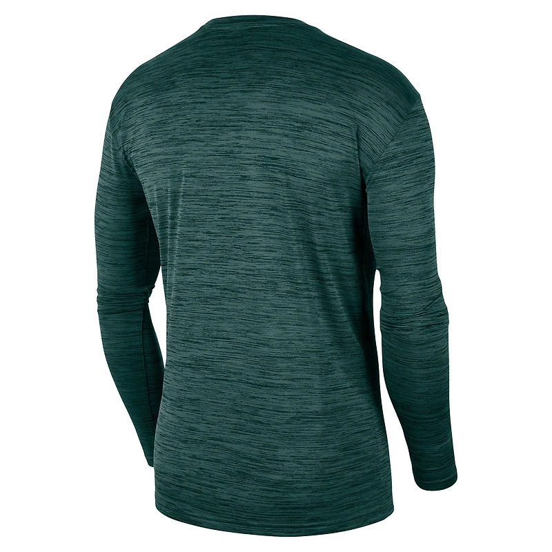 T-shirt à manches longues Nike Michigan State Spartans Team Velocity Performance pour homme, vert