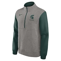 Men's Nike Heather Gray/Green Michigan State Spartans Club Fleece Half-Zip Pullover