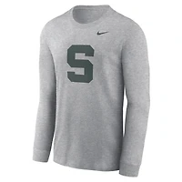 Men's Nike Heather Gray Michigan State Spartans Alternate Logo Long Sleeve T-Shirt