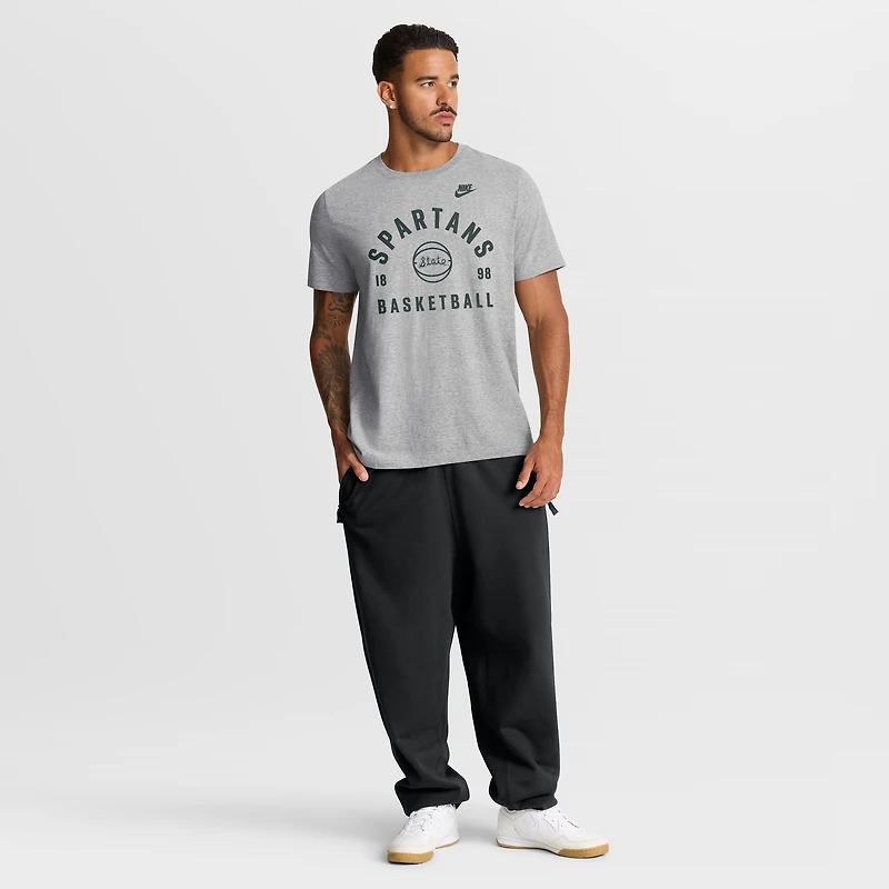 T-shirt de basketball Nike Legacy Arch gris chiné pour homme des Spartans l'État du Michigan