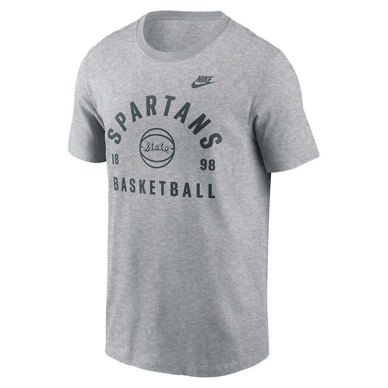T-shirt de basketball Nike Legacy Arch gris chiné pour homme des Spartans l'État du Michigan