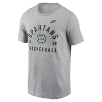 T-shirt de basketball Nike Legacy Arch gris chiné pour homme des Spartans l'État du Michigan