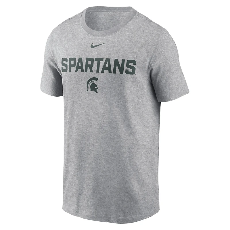 Men's Nike Heather Gray Michigan State Spartans Campus 2-Hit T-Shirt