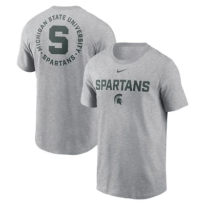Men's Nike Heather Gray Michigan State Spartans Campus 2-Hit T-Shirt
