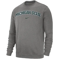 Sweat-shirt en polaire Nike Michigan State Spartans Club pour homme, gris chiné