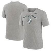 T-shirt Nike gris chiné pour homme Michigan State Spartans Legacy Arch Tri-Blend