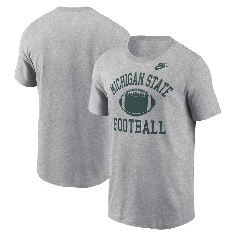 t-shirt Nike pour hommes, gris chiné, Michigan State Spartans Legacy Football Icon,