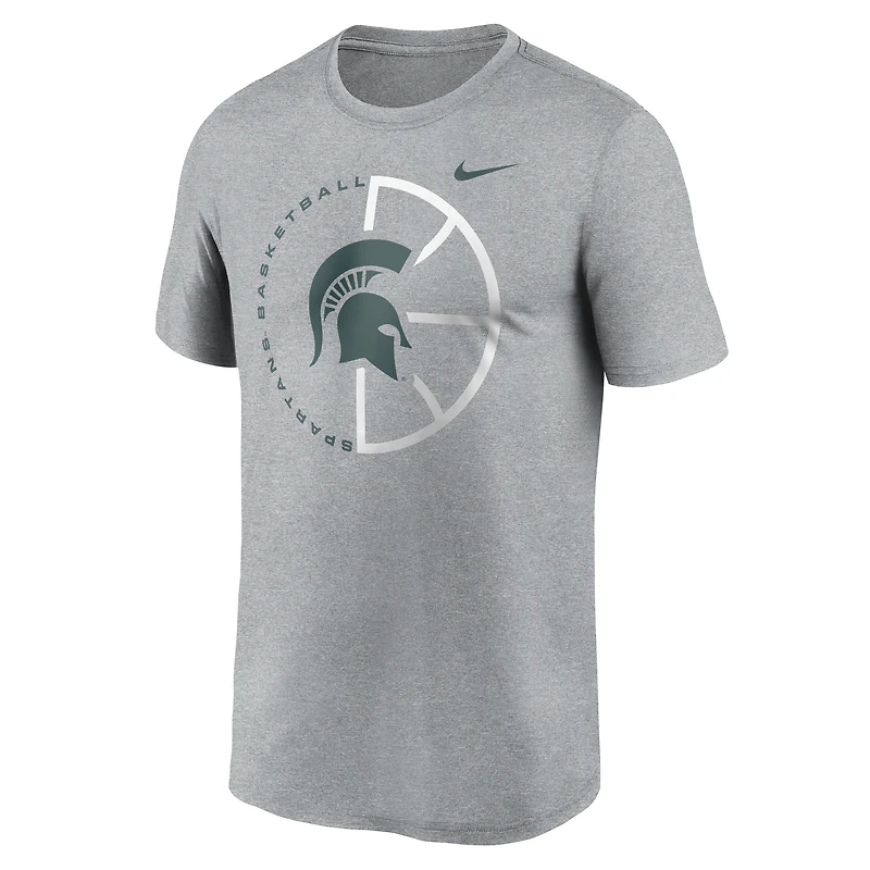 T-shirt de performance Nike pour homme, gris chiné, Michigan State Spartans Legend Basketball Icon