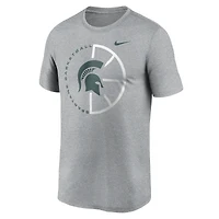 T-shirt de performance Nike pour homme, gris chiné, Michigan State Spartans Legend Basketball Icon