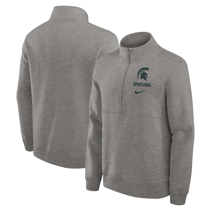 Pull Nike gris chiné à demi-zip pour homme des Spartans de l'État du Michigan Primetime Club