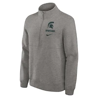 Pull Nike gris chiné à demi-zip pour homme des Spartans de l'État du Michigan Primetime Club