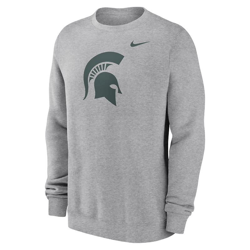 Men's Nike Heather Gray Michigan State Spartans Primetime Fleece Pullover Sweatshirt