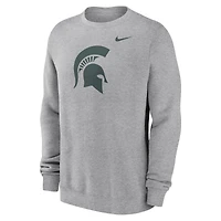 Men's Nike Heather Gray Michigan State Spartans Primetime Fleece Pullover Sweatshirt