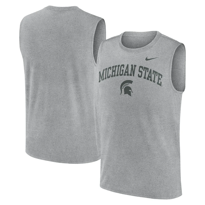 Débardeur Nike Dri-FIT pour homme, gris chiné, Michigan State Spartans Primetime Legend Arch