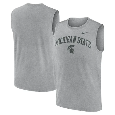 Débardeur Nike Dri-FIT pour homme, gris chiné, Michigan State Spartans Primetime Legend Arch