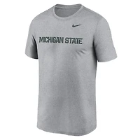 T-shirt Nike pour hommes, gris chiné, Michigan State Spartans Primetime Legend Wordmark