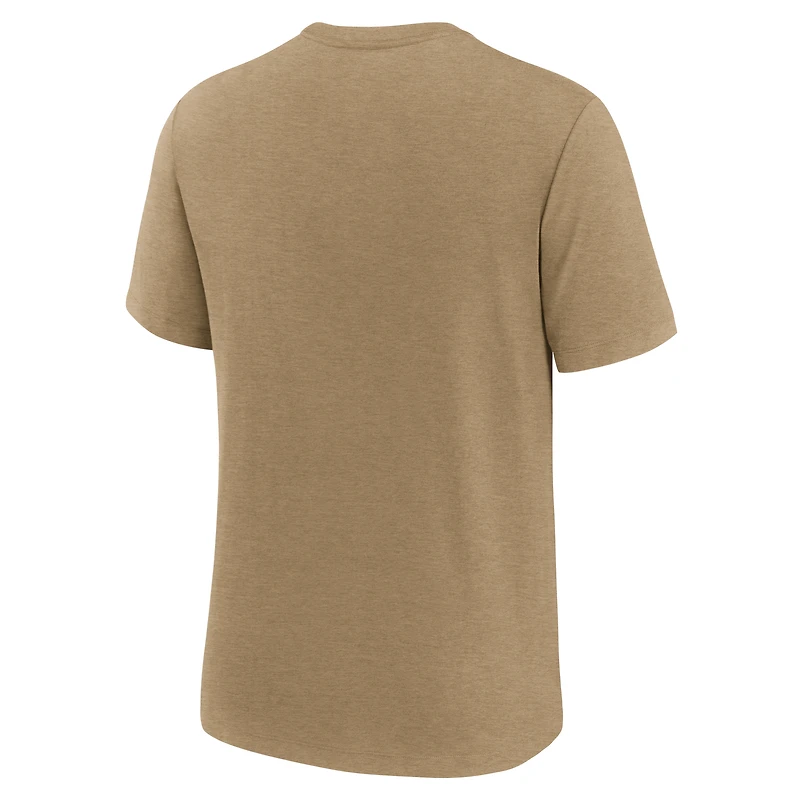 Men's Nike Heather Light Brown Michigan State Spartans Legacy Arch Tri-Blend T-Shirt