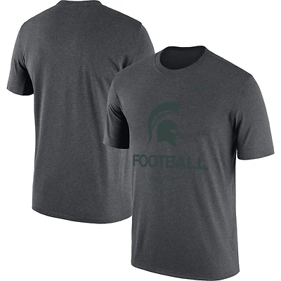T-shirt Nike Heathered Charcoal Michigan State Spartans Team Football Legend pour homme