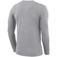 T-shirt à manches longues Nike Heathered Grey pour homme Michigan State Spartans School Wordmark Logo Performance Legend