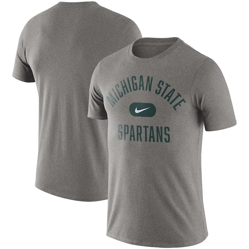 T-shirt pour homme Nike Michigan State Spartans Team Arch gris chiné
