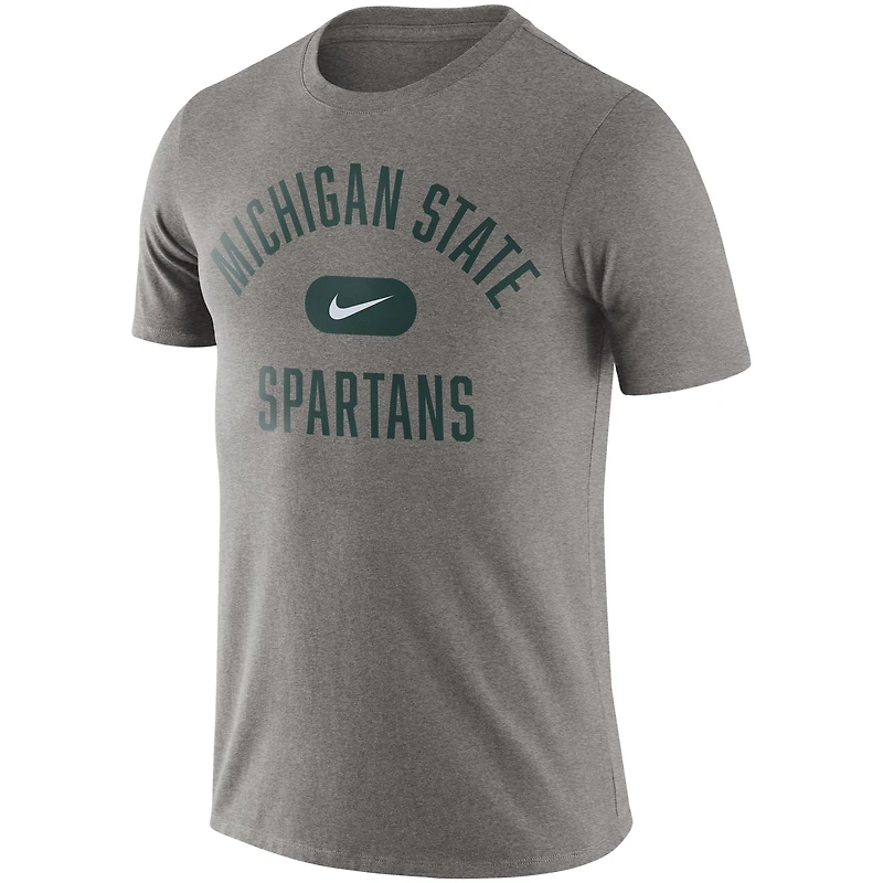 T-shirt pour homme Nike Michigan State Spartans Team Arch gris chiné