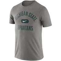 T-shirt pour homme Nike Michigan State Spartans Team Arch gris chiné