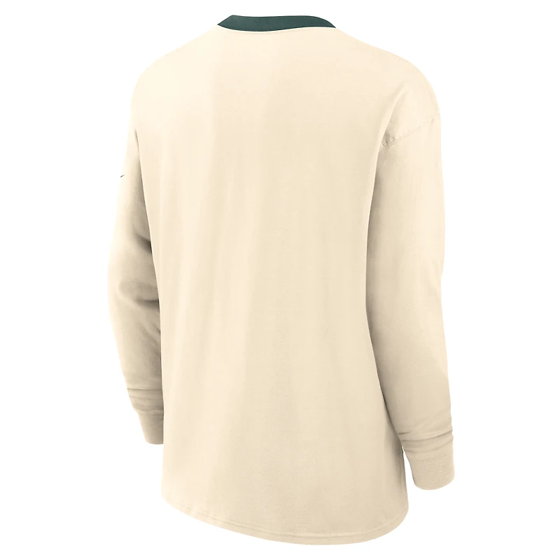 Men's Nike Natural Michigan State Spartans Athletic Prep Max90 Pocket Logo Long Sleeve T-Shirt