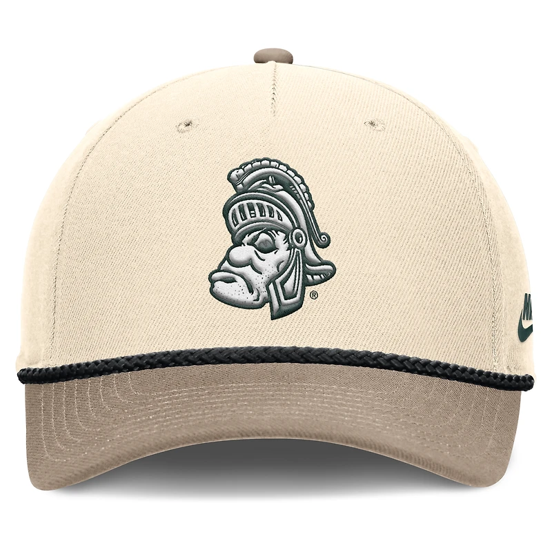 Casquette ajustable Nike Natural Michigan State Spartans Rise Legacy Throwback pour homme avec logo