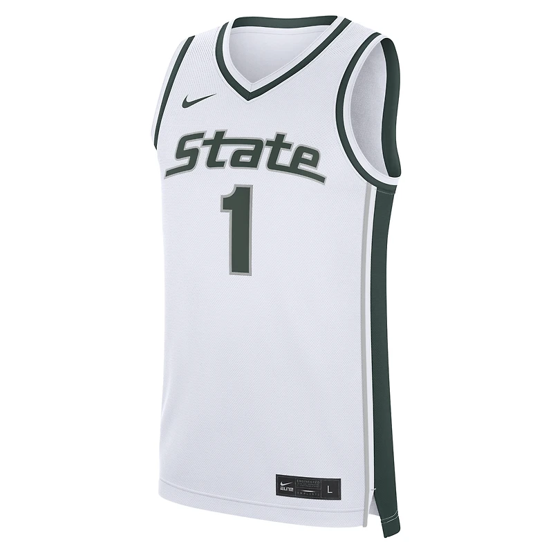 Maillot de basketball réplique alternatif Nike n° 1 blanc des Spartans l'Université d'État du Michigan pour homme